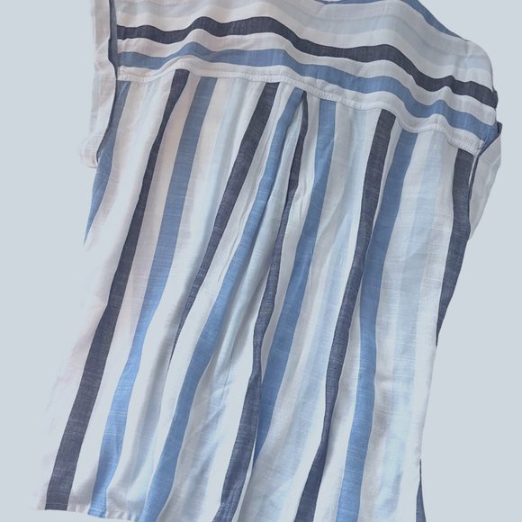 Stalin & Company Striped Sleeveless Button Down High Low Top Size Small New - Picture 2 of 8